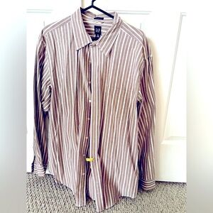 📦[3/$30] GAP Men’s Brown Striped Long Sleeve Collar Shirt